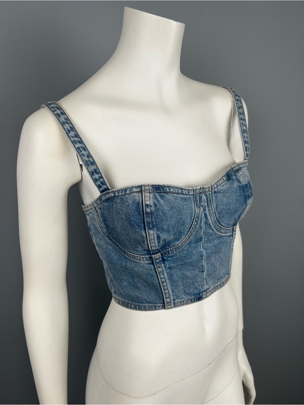 Denim Forum Denim Bustier Crop Top - Blue